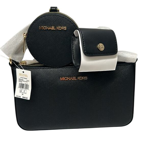 Michael kors Black Jet Set Saffiano Leather Crossbody Bag Case Apple Airpods Pro - Picture 7 of 8